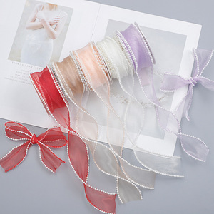Pita Benang Gelombang Tepi Mutiara Ramah Lingkungan Buatan Sendiri untuk Pernikahan, Pesta Natal, Pembungkus Kado Fashion - Product Image 3