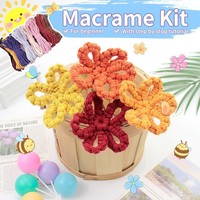 Kit de macramé édition limitée Saint-Valentin Noël, fleur à 5 pétales, DIY, décoration 3D pour la maison, cadeau fait main, tutoriel pour débutants, fibre de polyester