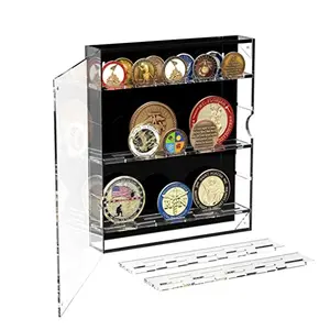 Expositor acrílico para coleção de medalhas, emblema de venda quente, expositor transparente para moedas, armário de exibição de moedas em acrílico