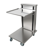 Aqua Aqua002 Distributeur de plateaux mobile auto-nivelant en acier inoxydable avec roulettes entièrement pivotantes et tension à ressort pour maintenir les plateaux et les étagères en positionnement continu
