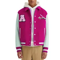 Giacca Casual da uomo alla moda giacca college da uomo con Logo personalizzato ricamato pesante rosa