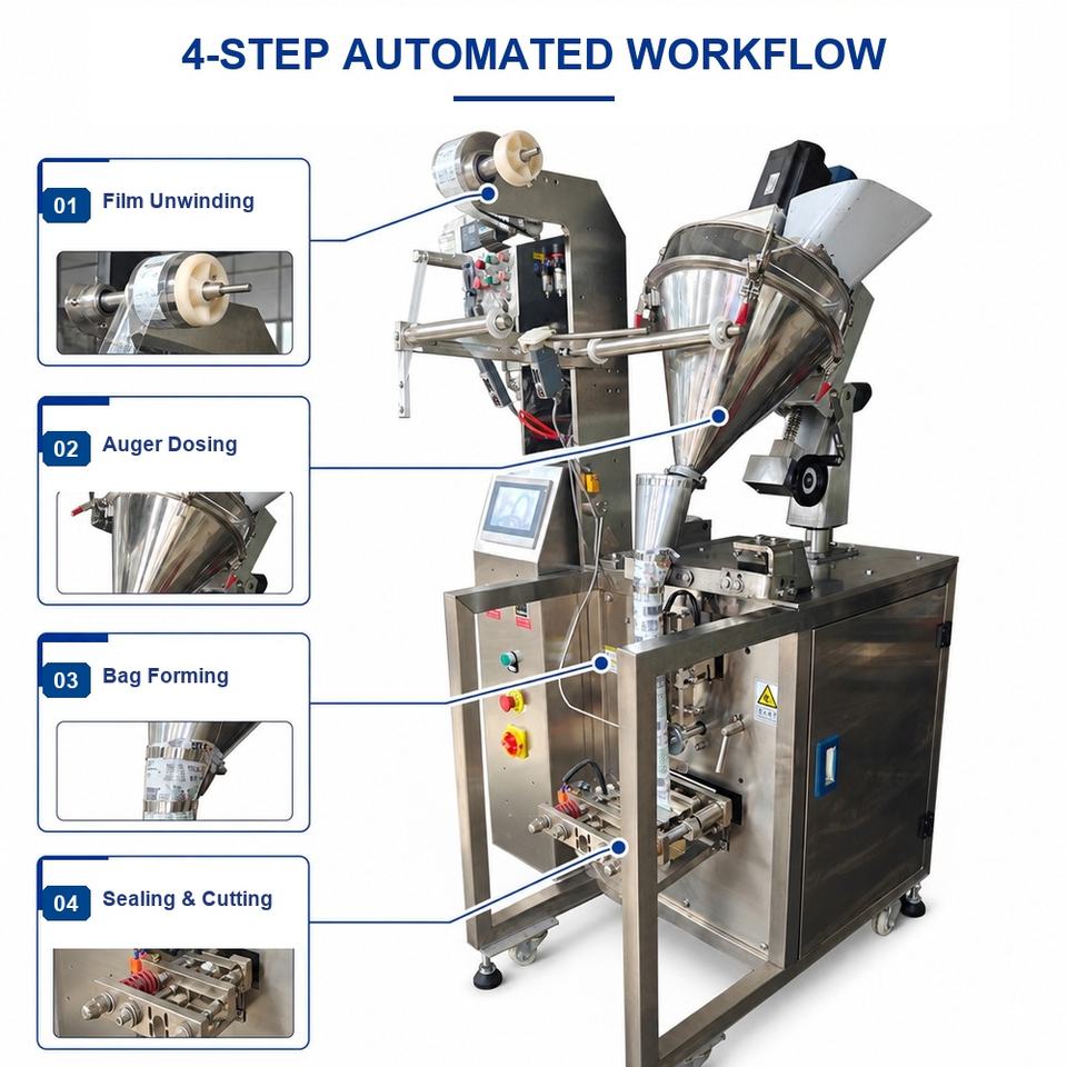 Powder Sample Tool Powder Packaging Machine Automatic Vertical Sachet Packing Machine 50 ...