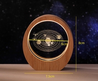 Lampe de table en bois avec base en cristal lumineux 3D Kanlong, lampes de nuit créatives