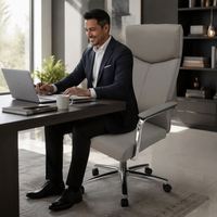 Chaise de bureau de direction à dossier haut pivotante en cuir PU pour la maison et le bureau