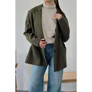 Chaqueta Oversize a Rayas Color Caqui para Mujer, Producto al por Mayor - Product Image 4