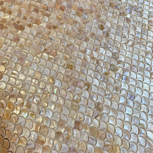 Fan Shape Trắng Mẹ Của Ngọc Trai Nhà Bếp Trở Lại Splash Vật Liệu Trang Trí <span class=keywords><strong>Shell</strong></span> <span class=keywords><strong>Mosaic</strong></span> Gạch - Product Image 4