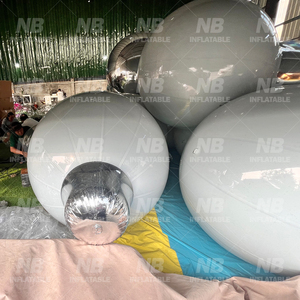 Bola de espejo plateada, bolas grandes y brillantes inflables, globo de fiesta de discoteca gigante, decoración de eventos de Navidad, esfera de espejo grande de PVC reflectante - Product Image 6