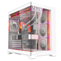Boîtier PC Full Tower Blanc avec Panneau Latéral en Verre LCD pour Gaming et Refroidissement ATX