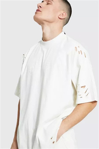 Maglietta T-shirt uomo nuovo stile Logo stampabile personalizzato tessuto di cotone poliestere T-shirt oversize bianca <span class=keywords><strong>da</strong></span> uomo - Product Image 2