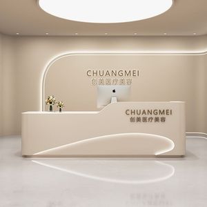 Tùy chỉnh thiết kế hiện đại bằng đá cẩm thạch tiếp nhận quầy bàn ván ép thanh toán truy cập cho khách sạn - Product Image 4