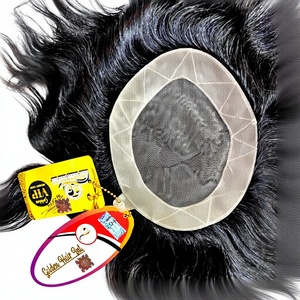 Cheveux dorés Int. Prothèse capillaire pour homme en cheveux indiens vierges Remy, base Mono PU, lisse, densité 100%, 100% nouée à la main, double nœuds, 65g - Product Image 1