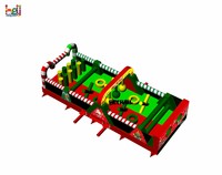 Parcours d'obstacles gonflable à thème de Noël, utilisable en intérieur et en extérieur, avec toboggan commercial et balles flottantes, idéal pour les locations de fêtes en extérieur