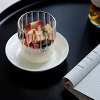 Vaso de Vidrio Ondulado Vertical con Forma de Calabaza, Libre de PFAS y BPA, para Yogur, Postre, Café Helado, Té con Leche, Juegos de Regalo, Apto para Microondas