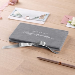 Busta di soldi di velluto porta carte regalo di nozze grigio lusso in contanti con cravatta a nastro busta regalo di anniversario di nozze - Product Image 5