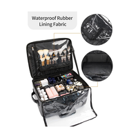 Valise de Maquillage Professionnelle en PU, Trolley de Rangement à Roulettes pour Maquilleurs, Organisateur de Cosmétiques de Voyage