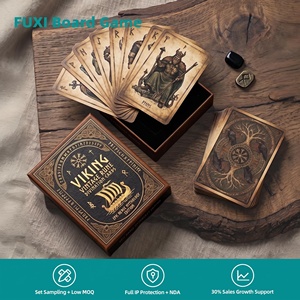 เกมกระดาน FUXI วัฒนธรรมไวกิ้ง ไพ่พยากรณ์รูนโบราณ ปั๊มฟอยล์ทองหรูหรา กล่องกระดาษแข็งมุมเหลี่ยม กระดาษสำหรับเกมคารอม - Product Image 1