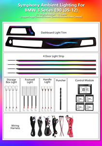 Éclairage d'ambiance dynamique 64 couleurs pour BMW E90 2005-2012 Série 3, accessoires <span class=keywords><strong>de</strong></span> garniture LED pour l'amélioration <span class=keywords><strong>de</strong></span> l'éclairage intérieur <span class=keywords><strong>de</strong></span> <span class=keywords><strong>voiture</strong></span> - Product Image 2