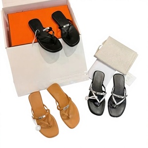 Sandalias de Playa para Mujer, <span class=keywords><strong>Marca</strong></span> H, Primavera/Verano 2026, Nuevas, con Hebilla Metálica Pequeña y Correa en el Dedo, de Cuero Genuino - Product Image 2