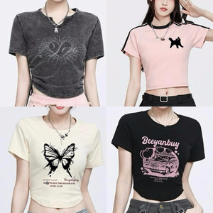 Camiseta de <span class=keywords><strong>Mujer</strong></span> de Manga Corta Estilo Vintage de Alta Gama, Jersey Sólido de Alta Calidad con Logotipo, Transpirable para Verano, Venta al Por Mayor Internacional - Product Image 6