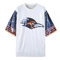 T-shirt tunique brodé pour femme UTSA, robe en jersey à sequins, robe de football scintillante, écologique pour UTSA