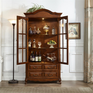 Mueble <span class=keywords><strong>de</strong></span> Madera Estilo Americano para Vino, Vitrina con Puerta <span class=keywords><strong>de</strong></span> Cristal, Hecho a <span class=keywords><strong>Mano</strong></span>, Mueble Sólido para Sala <span class=keywords><strong>de</strong></span> Estar, Venta al Por Mayor <span class=keywords><strong>de</strong></span> Fábrica - Product Image 5