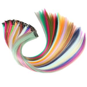 Extensions de <span class=keywords><strong>cheveux</strong></span> synthétiques longues et droites, colorées, avec 1 clip, mèches arc-en-ciel, extensions de <span class=keywords><strong>cheveux</strong></span> à clipser - Product Image 5