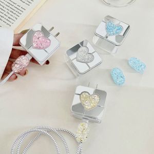 Clear Soft Shell Love Mirror Data Head Protective Case for 20W Apple Charger Charging Cable Protection Rope Wire Bite Device