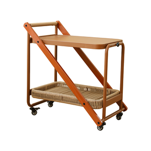 पैटियो रोलिंग बार कार्ट बहु-उद्देश्य सेवारत ट्रॉली साइड टेबल धातु भोजन लिविंग रूम हल्के डिजाइन आसान गतिशीलता - Product Image 6