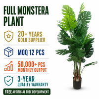 Plante artificielle Monstera Deliciosa réaliste avec pot, feuillage de type Windowleaf, pour la décoration de restaurants, cafés et magasins.