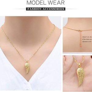 Collier urne funéraire <span class=keywords><strong>Aile</strong></span> d'ange pour cendres, pendentif commémoratif, bijou porte-objets personnalisé pour la commémoration de la perte d'un animal de compagnie, cadeau - Product Image 5