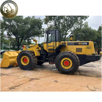Versandfertiger gebrauchter Komatsu WA470 Radlader, Schwerlastmaschine für Hafenlade- und Entladevorgänge.