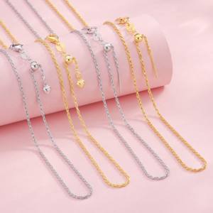 Cadenas de cuerda de 1,2mm Plata de Ley 925 Italia enlace fino ajustable corazón <span class=keywords><strong>poste</strong></span> trenzado collar joyería fina rollo al por mayor - Product Image 1