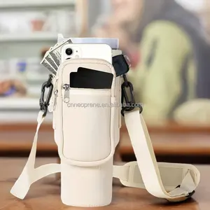 Nouveau sac de transport de bouteille d'eau avec poche pour téléphone pour gobelet Stanley 40oz avec sangle réglable accessoires de tasse Stanley