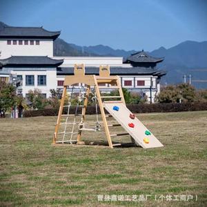 Estructura de escalada de madera para niños con tobogán y escalera para juegos en interiores y exteriores, entrenamiento de integración sensorial, 4-6 años - Product Image 3