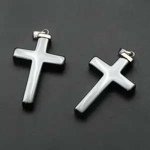 Factory Price High Quality No Pits No Cracks Hematite Cross With Bail Pendant For Necklace Making