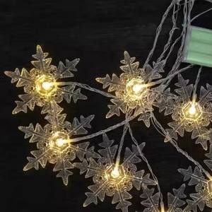 بطارية تعمل بإضاءة ليد عيد الميلاد ندفة الثلج ستارة ضوء المنزل الطرف الديكور جليد سلسلة خرافية دافئ لقضاء العطلات - Product Image 5