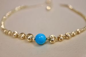 Xinfly Brazalete de Oro Amarillo de 18K AU750 con Cuentas de Turquesa Ojo de Gato de 6.5mm, Joyería - Product Image 2