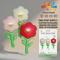 Ballons géants en aluminium à motifs floraux de 53 pouces, roses et tulipes, pour la Saint-Valentin, les mariages, les anniversaires, les décorations de fête pour couples, conformes aux normes CE et CPC