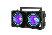 Projecteur LED Blinder IP65 Étanche 2*300W RGBALC Blanc Chaud Ra90 à 2 Yeux COB Tête Mobile Extérieur DMX512 en Alliage d'Aluminium Dimmable