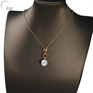 Collar con Colgante de Cobre de Moda UM Jewelry, Perla de Agua Dulce y Circonita de Color para Unisex/Hombres/Mujeres, Regalo de San Valentín - Product Image 1