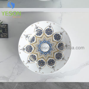 Yason moderne brillant blanc décalcomanie papier <span class=keywords><strong>WC</strong></span> porcelaine comptoir égouttoir coloré mince bord lavabo évier pour hôtels - Product Image 5