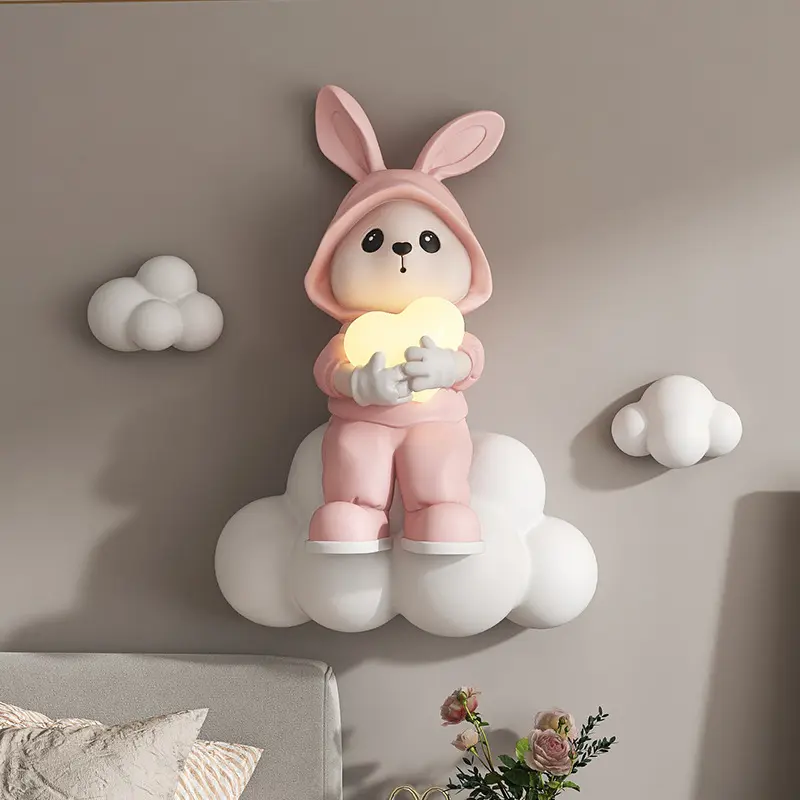 Горячая 3D трехмерная декоративная картина в виде кролика для детской комнаты настенный светильник для спальни настенный Декор для гостиной