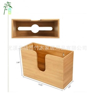 Bamboo Wall Mounted Toilet <b>Paper</b> Holder Rectangular Minimalist Design For Bathroom <b>Kitchen</b> Living Room - Product Image 2