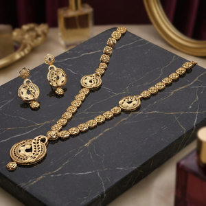 Wholesale Fashion Jewelry 14K 18K 24K <b>Gold</b> Filled Turkish <b>Jewellery</b> Oro Joyeria, Traditional Floral Design Turkish Long Jewelry - Product Image 3