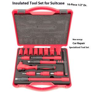 Jeu d'outils en acier au carbone isolé <span class=keywords><strong>AIGLE</strong></span> pour BYD Dolphin Hatchback 2021-Outil d'entretien de véhicule à énergie nouvelle de style valise rouge - Product Image 6