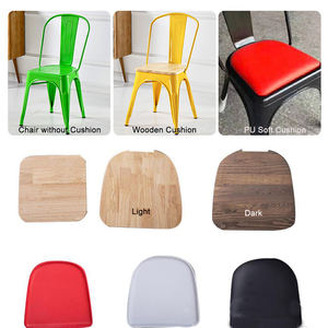 <span class=keywords><strong>Silla</strong></span> de Comedor de Metal Estilo Industrial Vintage, Apilable, de Hierro, con Cojín de <span class=keywords><strong>Madera</strong></span> Antigua Blanca, para Restaurante o Bar - Product Image 3