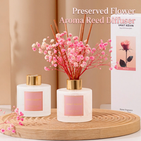 Ensemble diffuseur de parfum à bâtonnets de fleurs séchées en gros, bouteille en verre dépoli, diffuseur d'arômes pour la maison, décoration de table