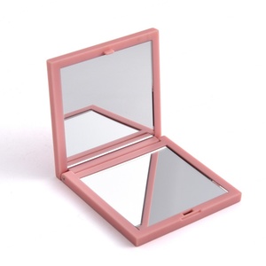 ABS Plastic Soft Touch Effect <b>Square</b> Shape Mini Small Size Dual Side Custom Logo Travel Pocket <b>Mirror</b> - Product Image 6