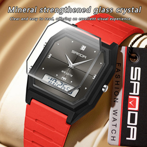 Montre électronique unisexe Sanda 6317, montre-bracelet sport fine et étanche avec fonction multi-temps et alarme - Product Image 6