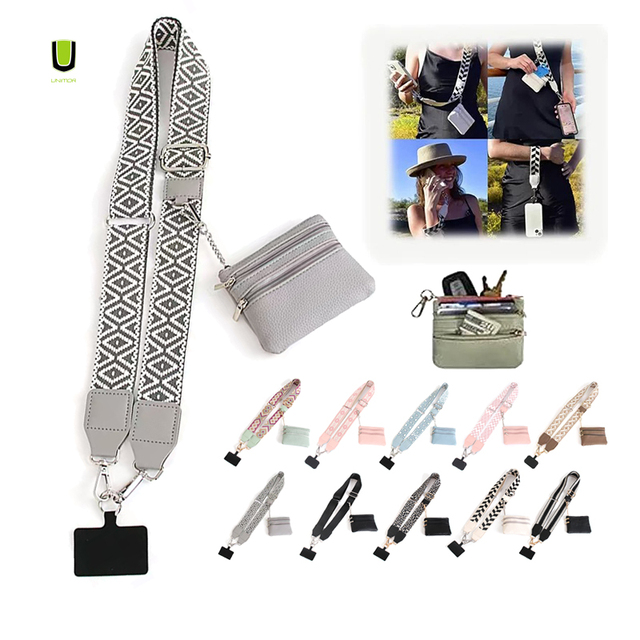 Phone Strap With Zippered Pouch Clip and Go Strap for Phone With Wallet Crossbody Phone Lanyard Crossbody for Women Girl